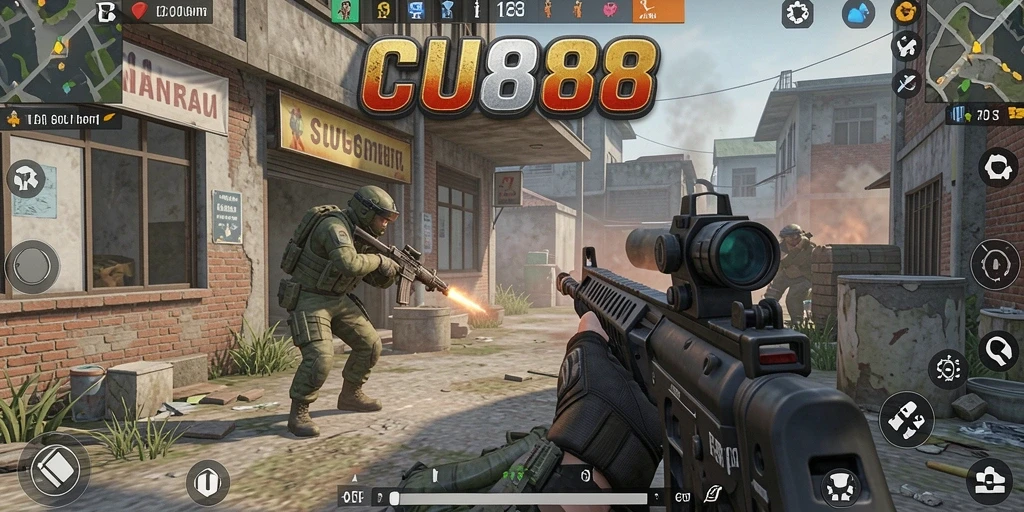 Tampilan gameplay CU888 yang intens dan menegangkan.
