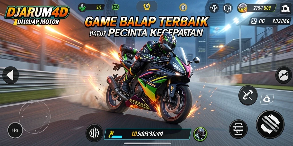 Screenshot gameplay <strong>DJARUM4D</strong> menampilkan balapan motor yang intens dan penuh aksi.