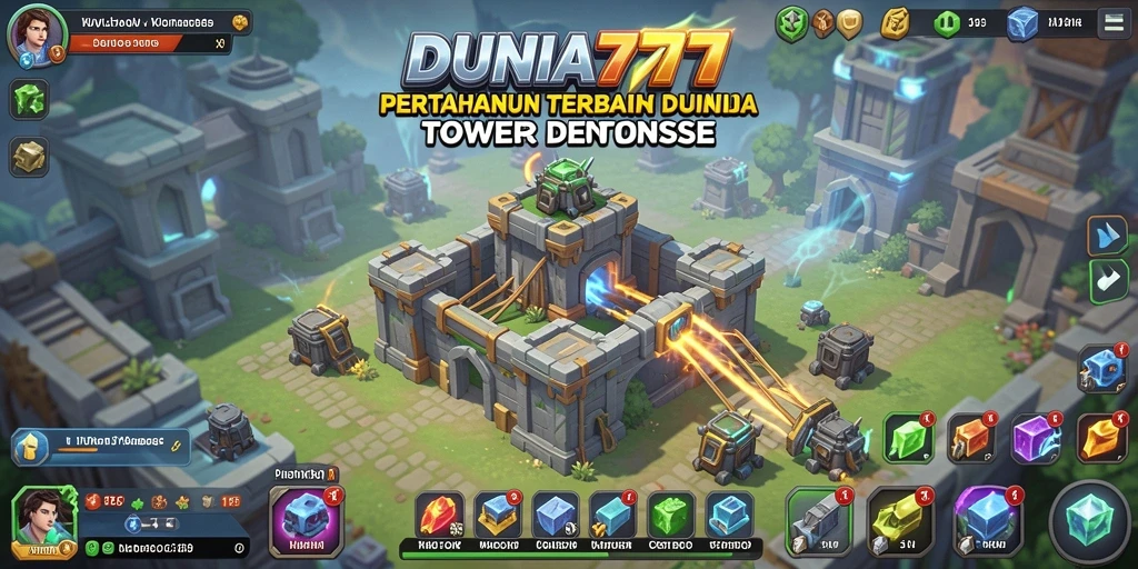 Gameplay seru DUNIA777 dengan menara dan strategi unik.