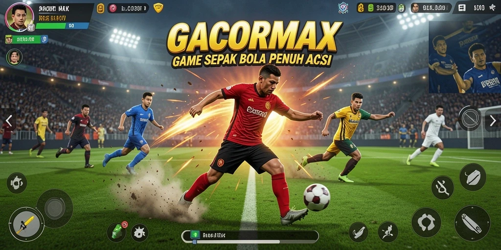 Tampilan aksi pertandingan dari GACORMAX dengan pemain berlari di lapangan.