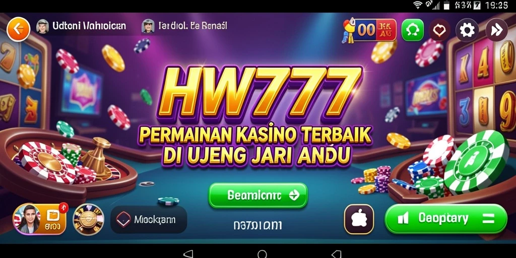 Screenshot utama HW777 menampilkan pengalaman bermain kasino yang mendebarkan.