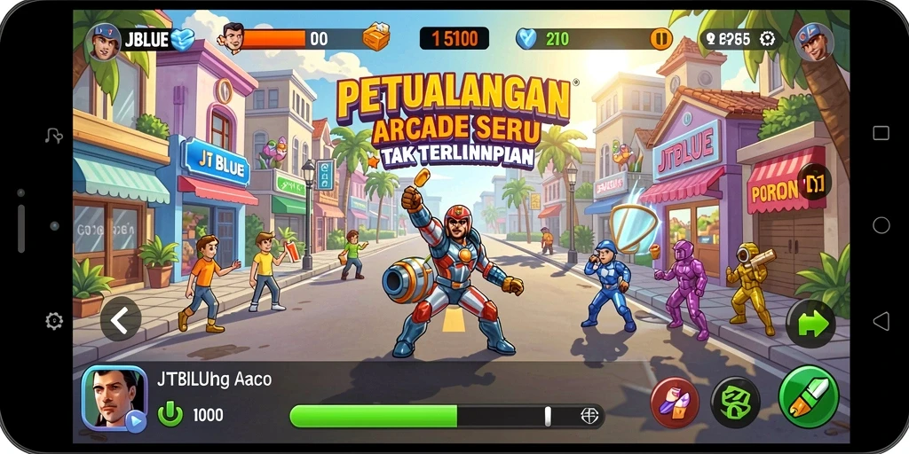 Screenshot gameplay JTBLUE yang penuh aksi dan seru.