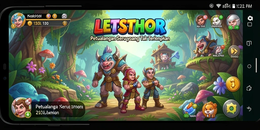 Tampilan gameplay LETSTHOR yang mendebarkan dengan berbagai tantangan.