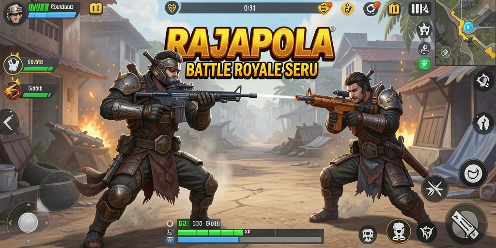 Tampilan seru dari gameplay Battle Royale RAJAPOLA.
